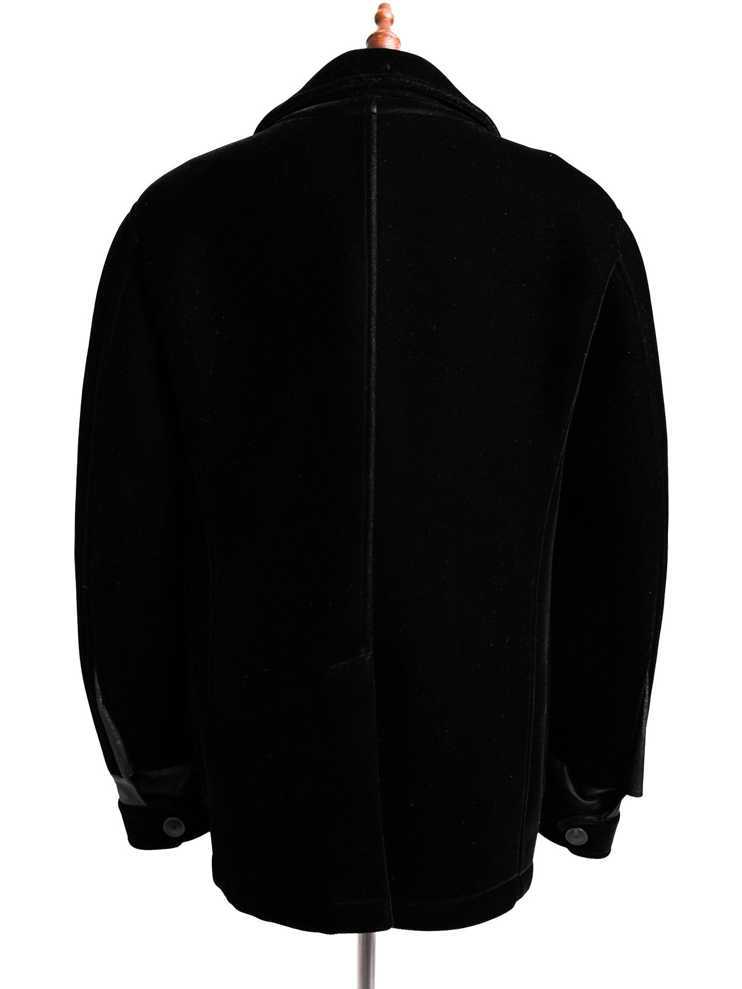 excellent giorgio armani black velvet double-breasted coat size l