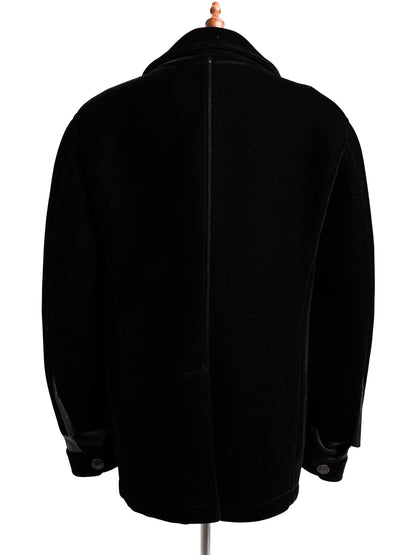 Excellent Giorgio Armani Black Velvet Double-Breasted Coat Size L