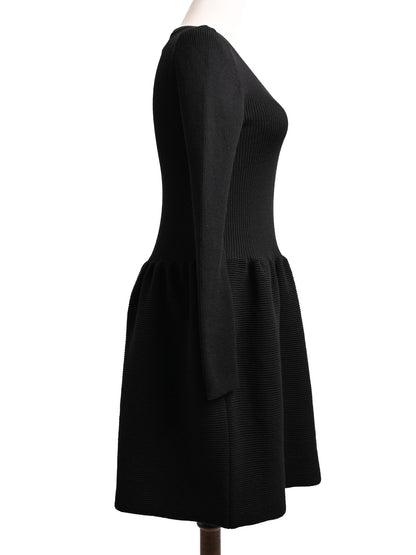 Excellent Moschino Black Wool Long Sleeve Dress Size S