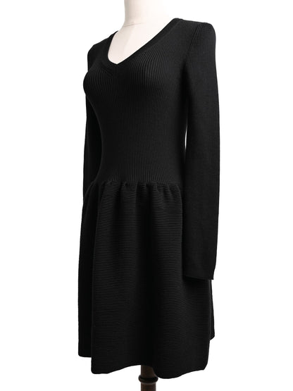 Excellent Moschino Black Wool Long Sleeve Dress Size S