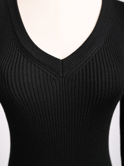 Excellent Moschino Black Wool Long Sleeve Dress Size S