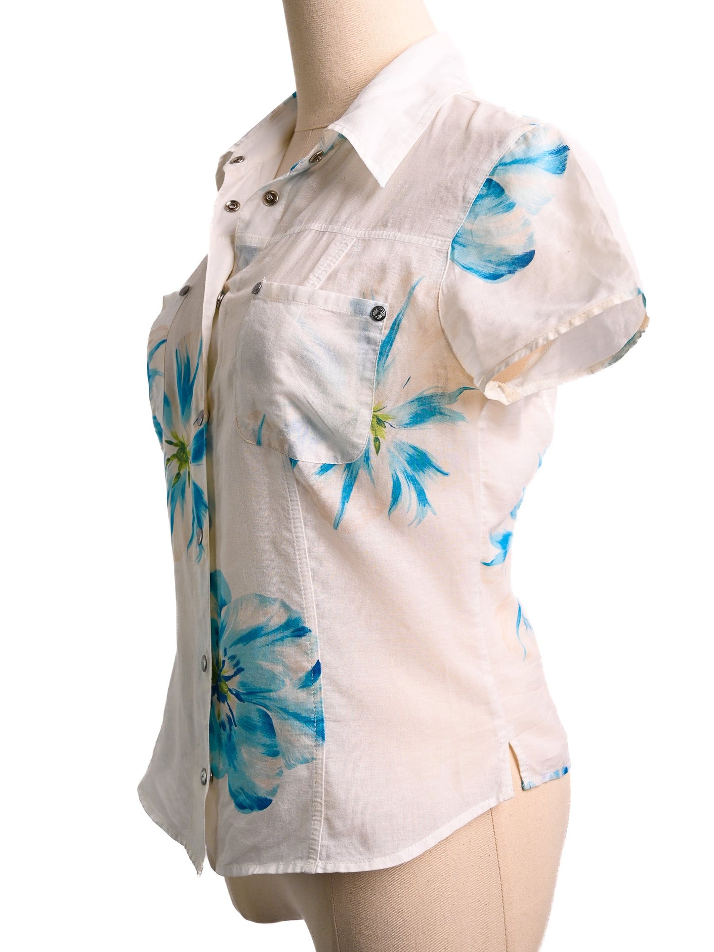 excellent kenzo women’s shirt xs floral cotton button-up