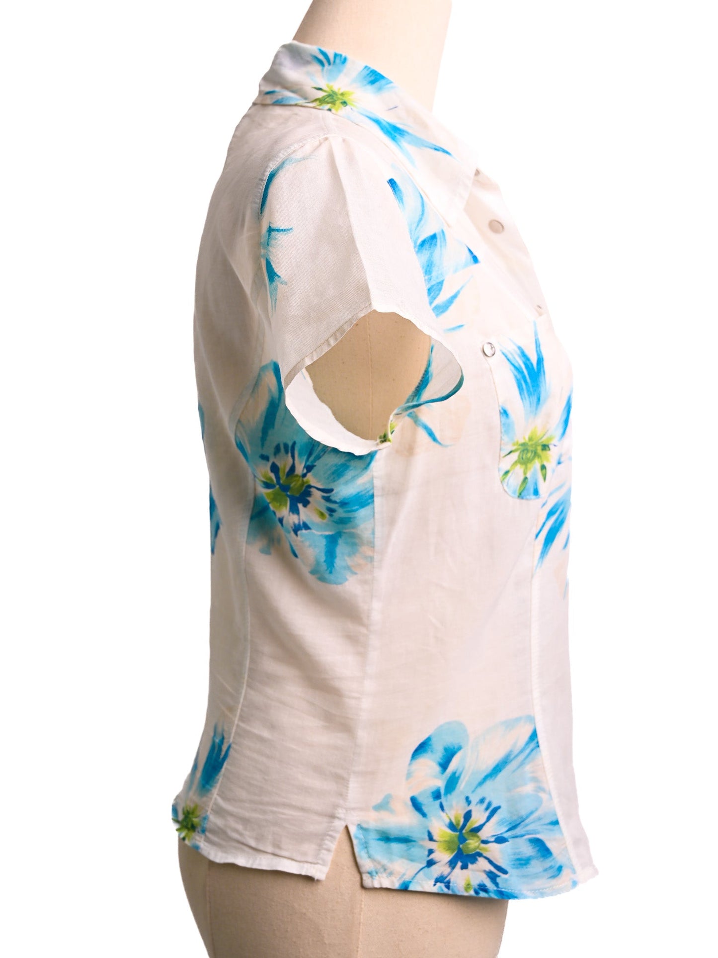 excellent kenzo women’s shirt xs floral cotton button-up