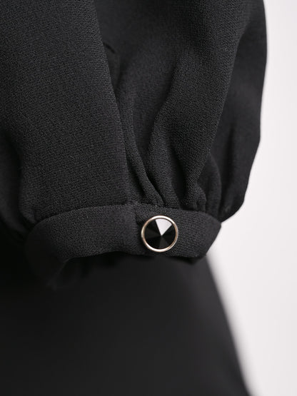 Excellent Escada Black Silk Blouse XXS with Ruffled Detail