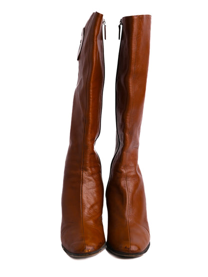 Average Gucci Knee-High Leather Boots Orange Size 37