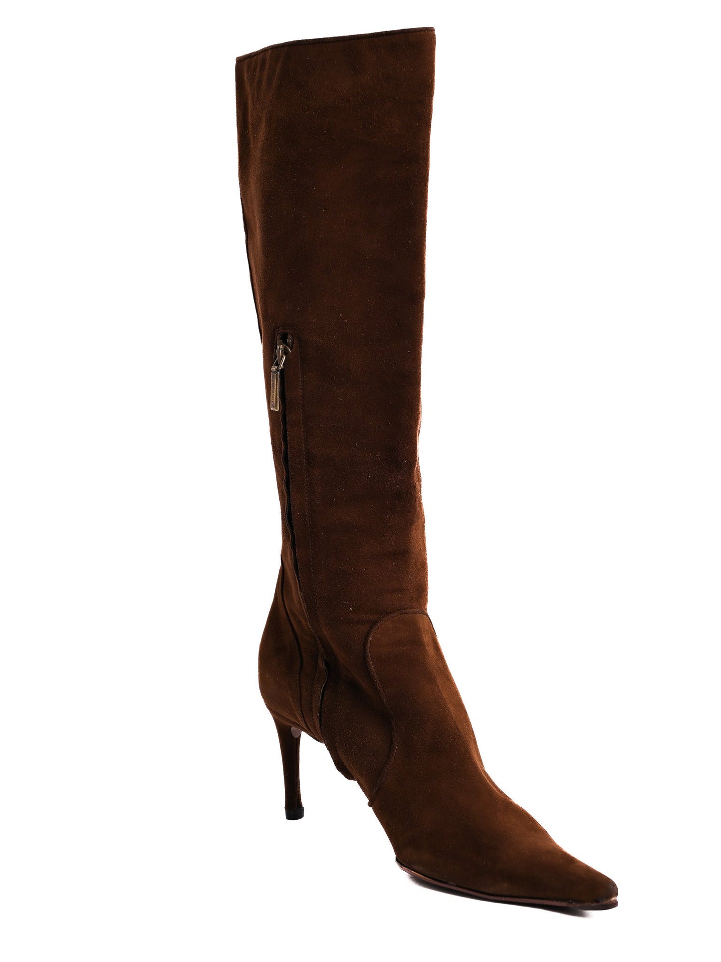 average dolce gabbana orange leather knee-high boots size 37