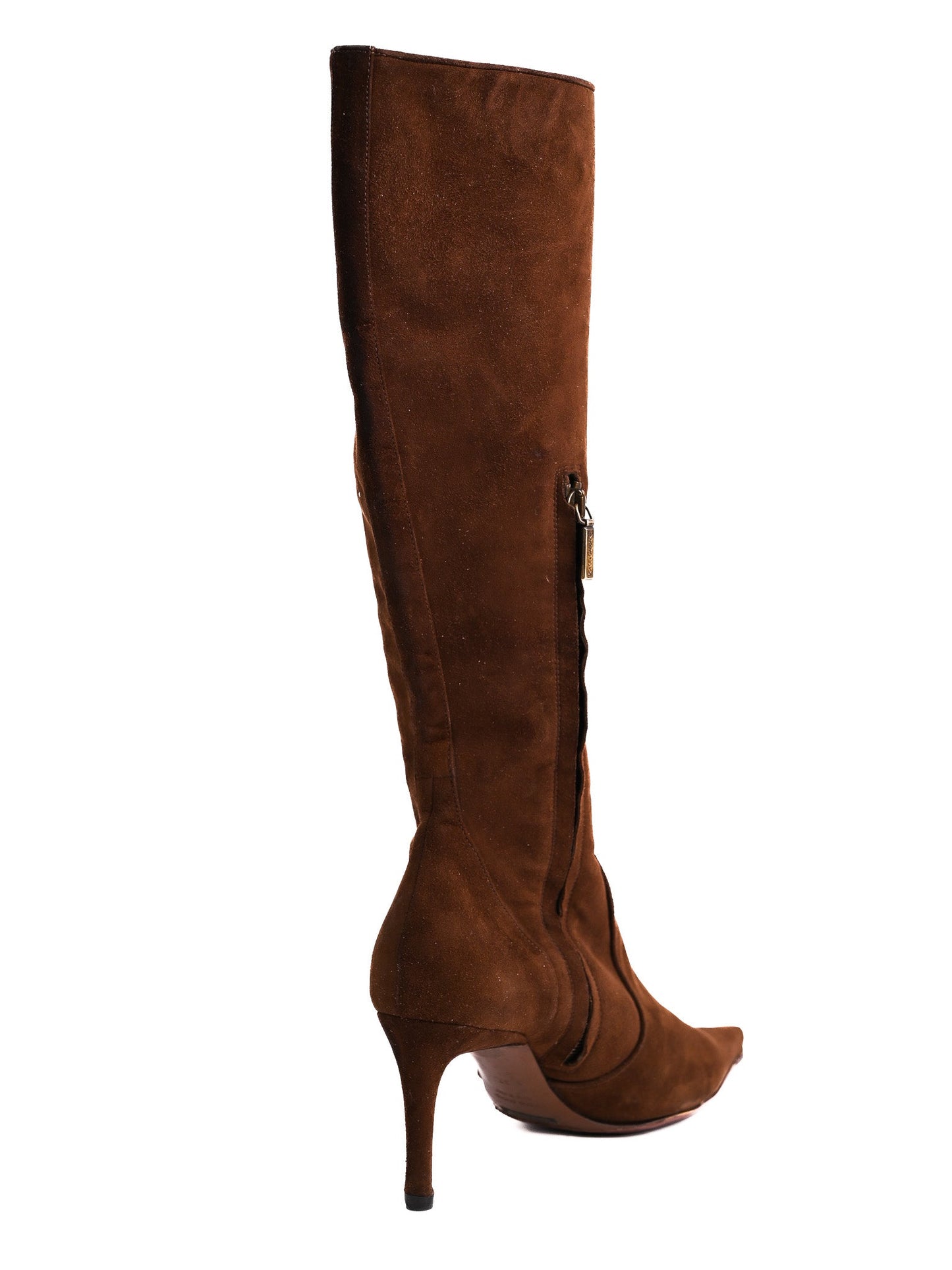 average dolce gabbana orange leather knee-high boots size 37