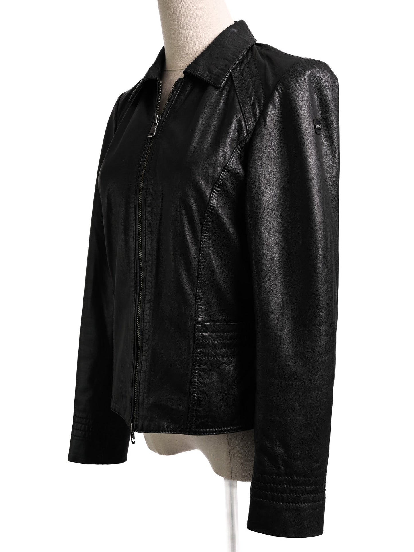 excellent henry lloyd black leather jacket size xxs women