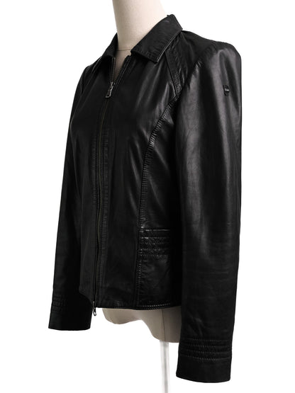 Excellent Henry Lloyd Black Leather Jacket Size XXS Women