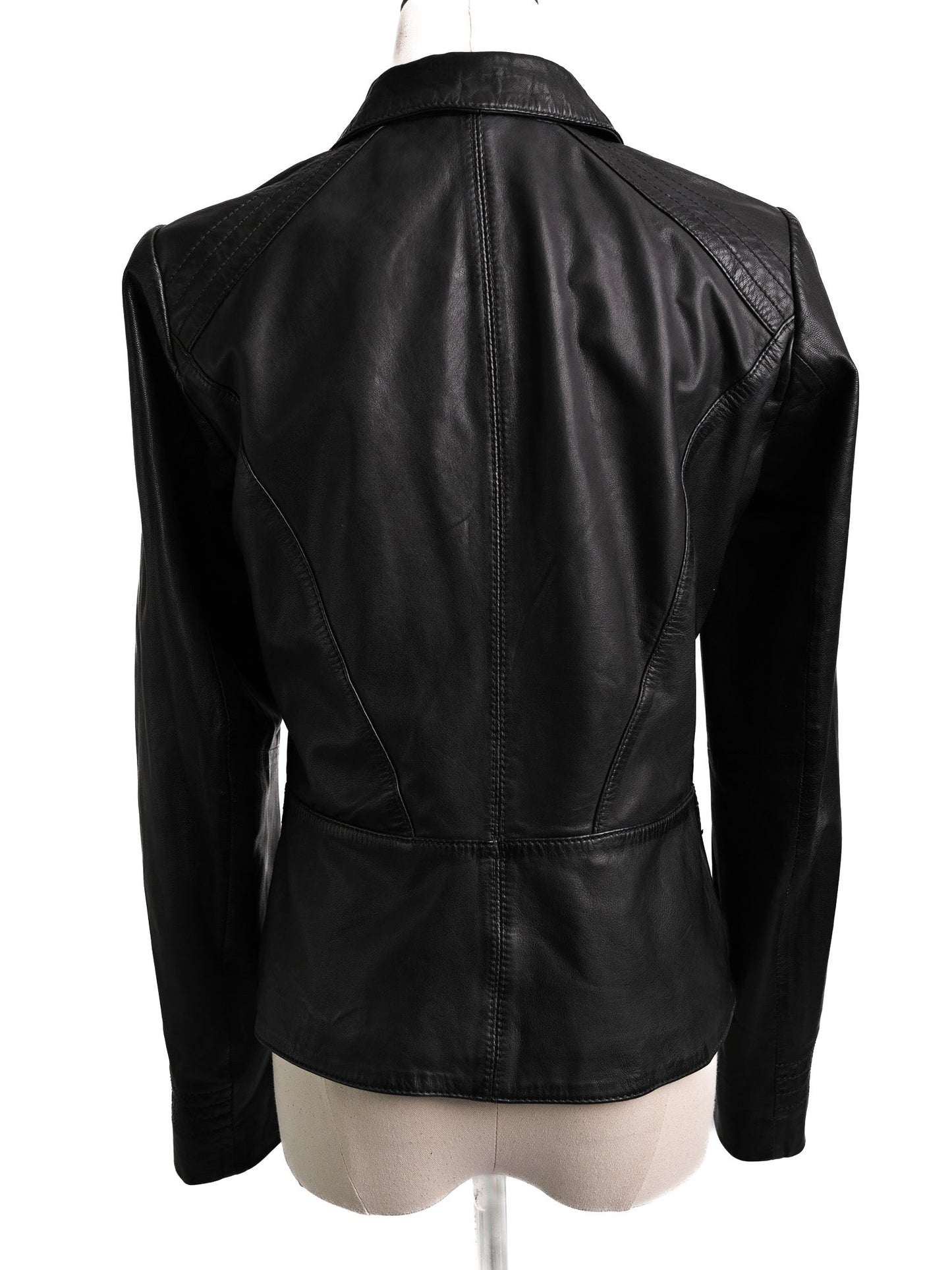 excellent henry lloyd black leather jacket size xxs women