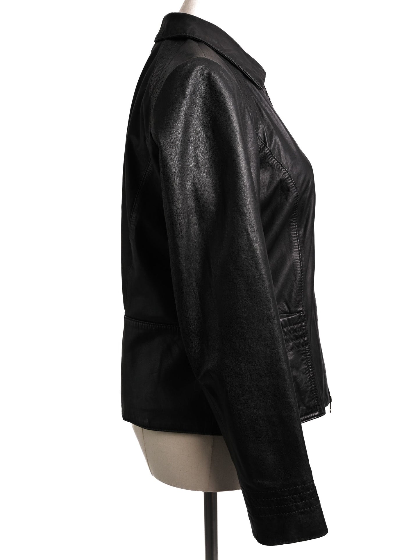 excellent henry lloyd black leather jacket size xxs women