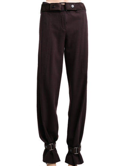 Excellent Givenchy Orange Wool Pants with Buckled Hems