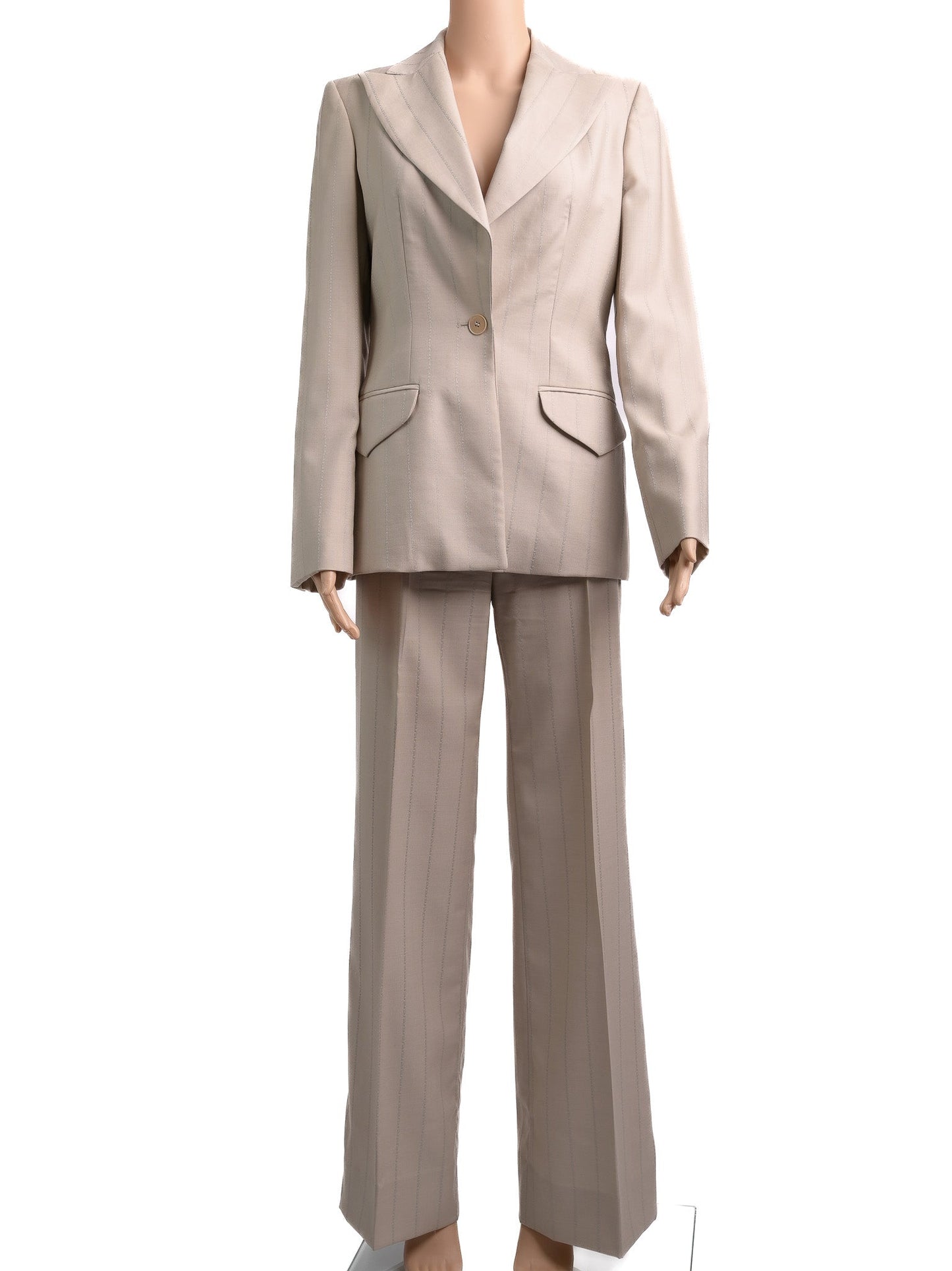 excellent gf ferre gray wool women's pantsuit size s