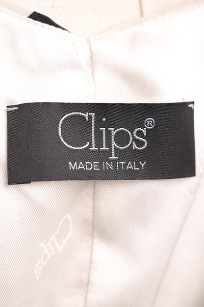 NEW Clips White Polka Dot Silk Dress with Black Lace Size M