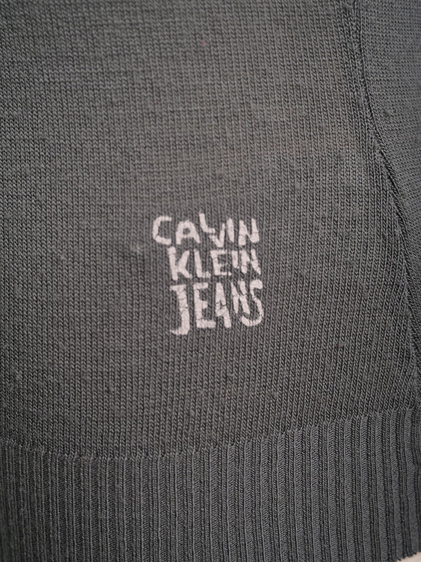 excellent calvin klein gray wool sleeveless turtleneck top xs