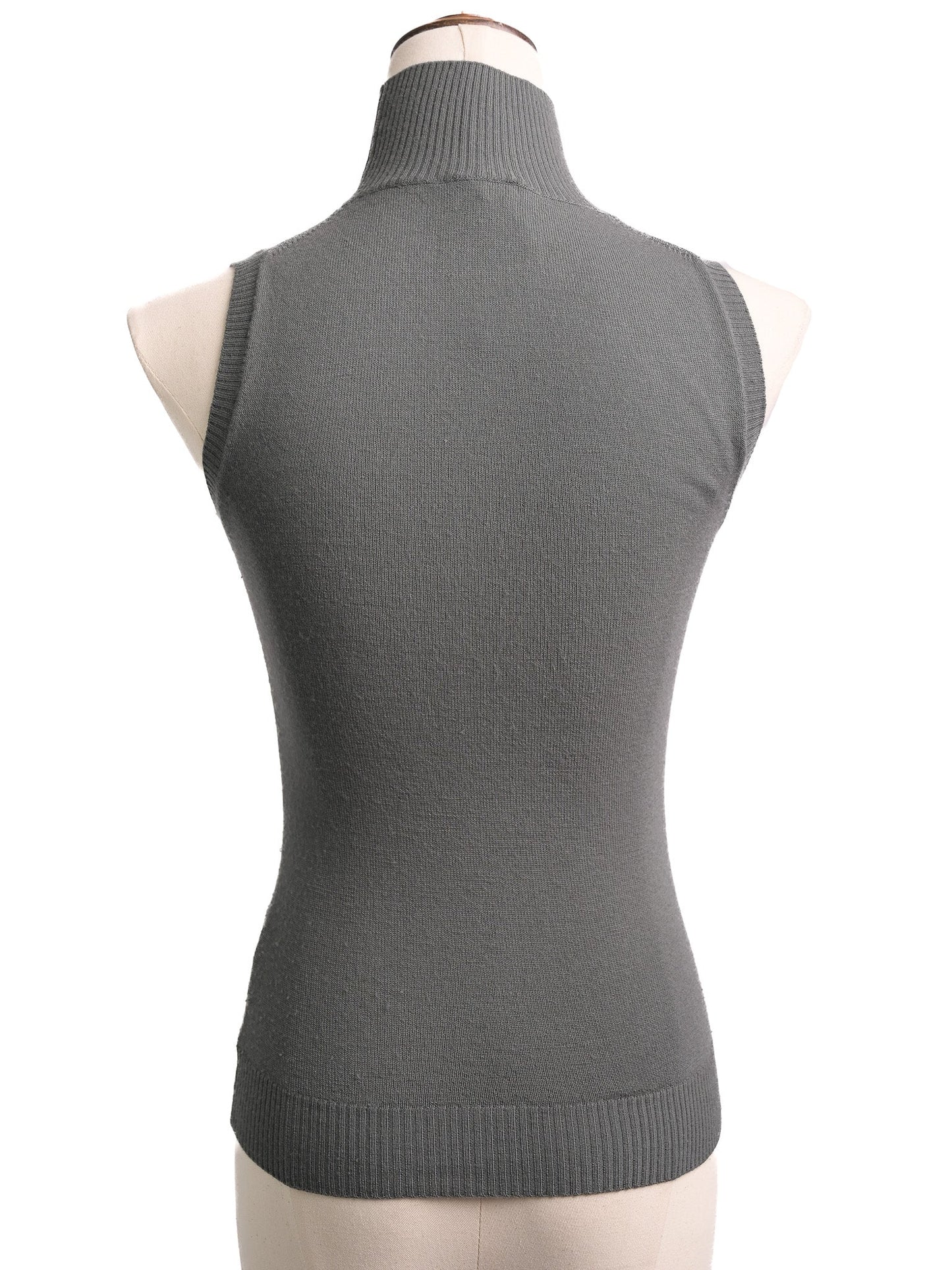 excellent calvin klein gray wool sleeveless turtleneck top xs
