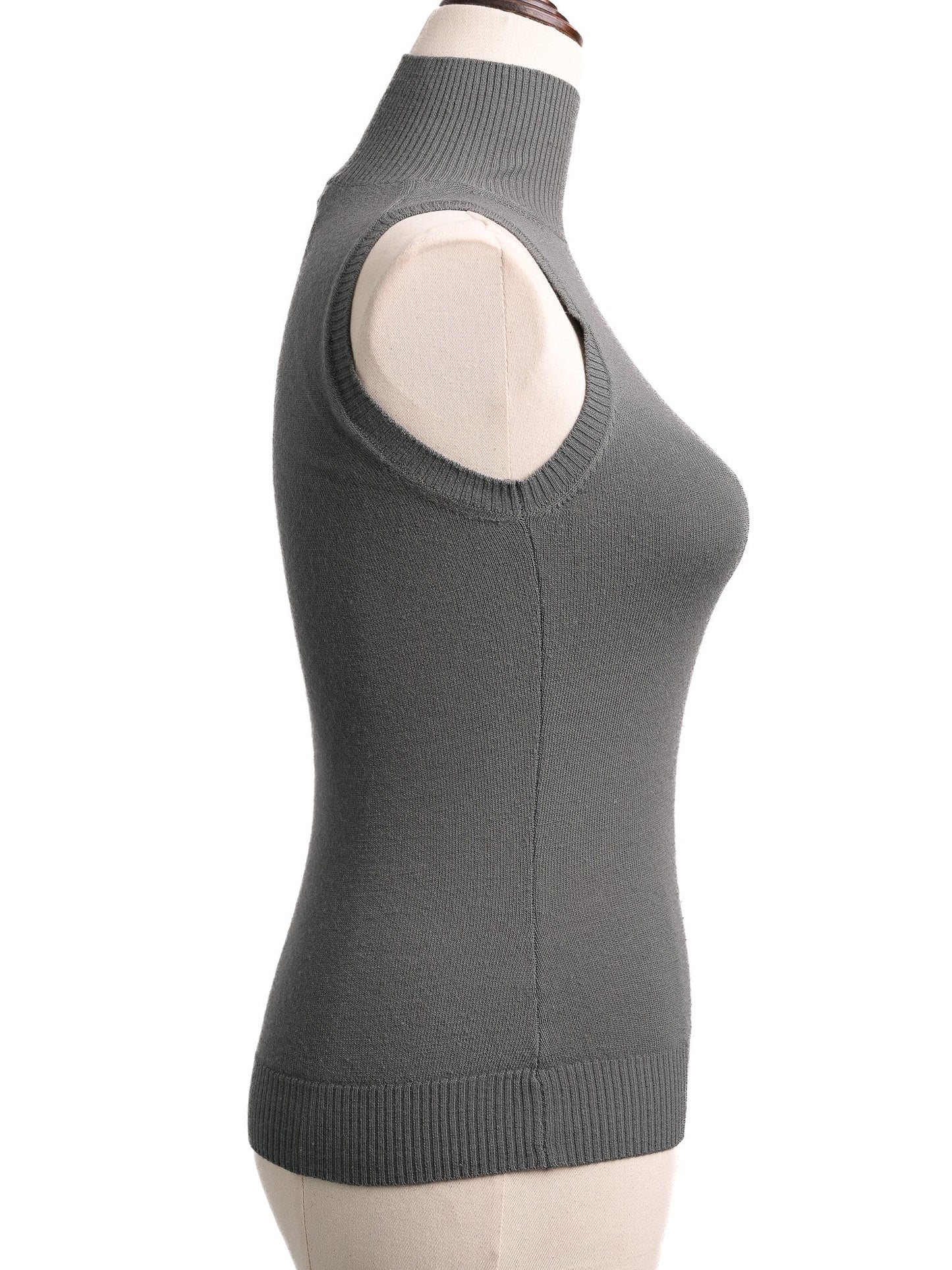 excellent calvin klein gray wool sleeveless turtleneck top xs
