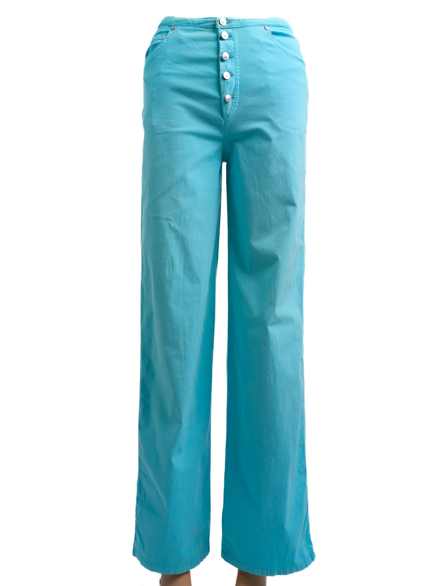 excellent kenzo blue wide-leg pants xxs cotton women