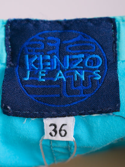 Excellent Kenzo Blue Wide-Leg Pants XXS Cotton Women