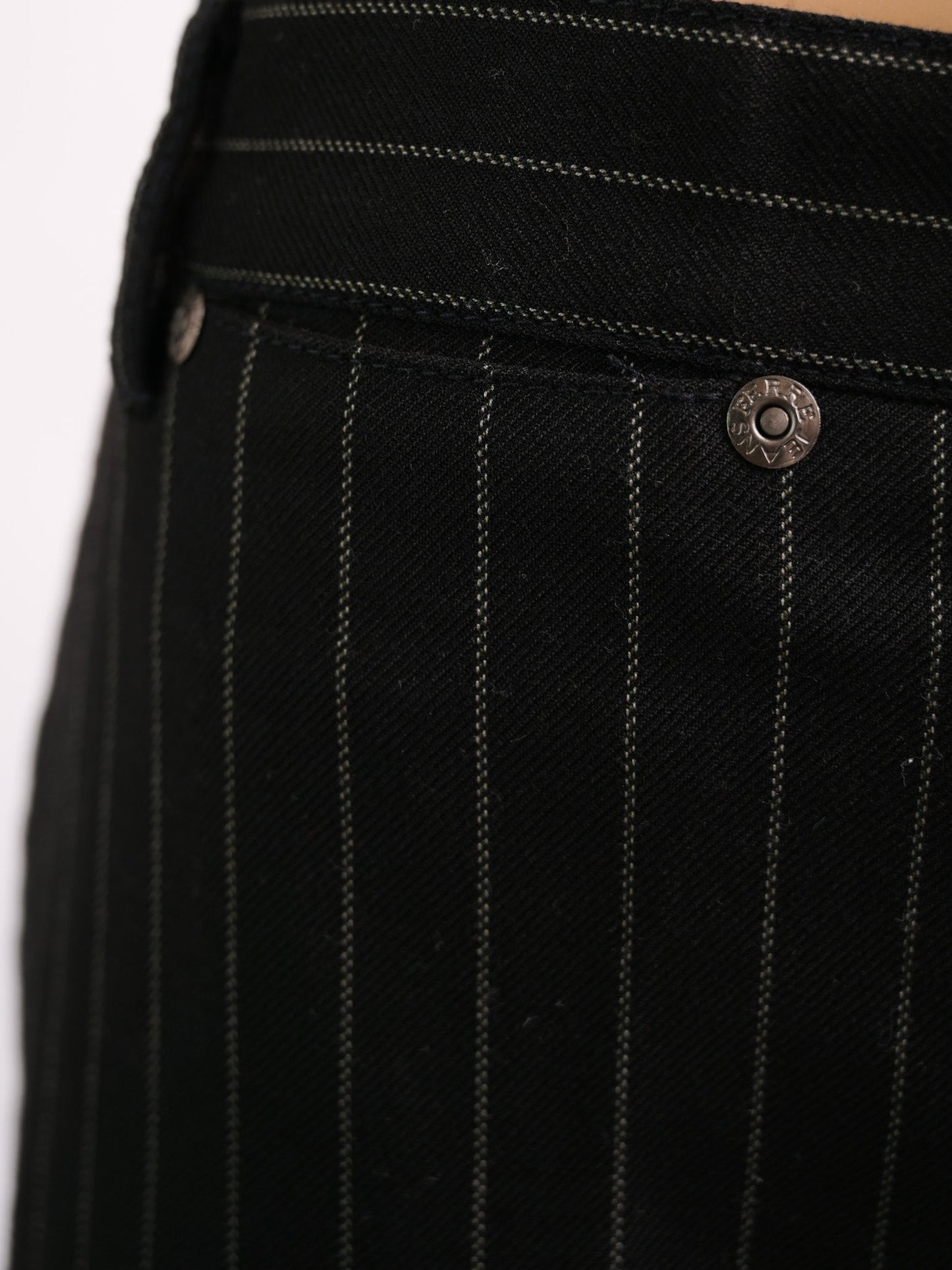 excellent gf ferre black pinstripe pants size 4xl cotton