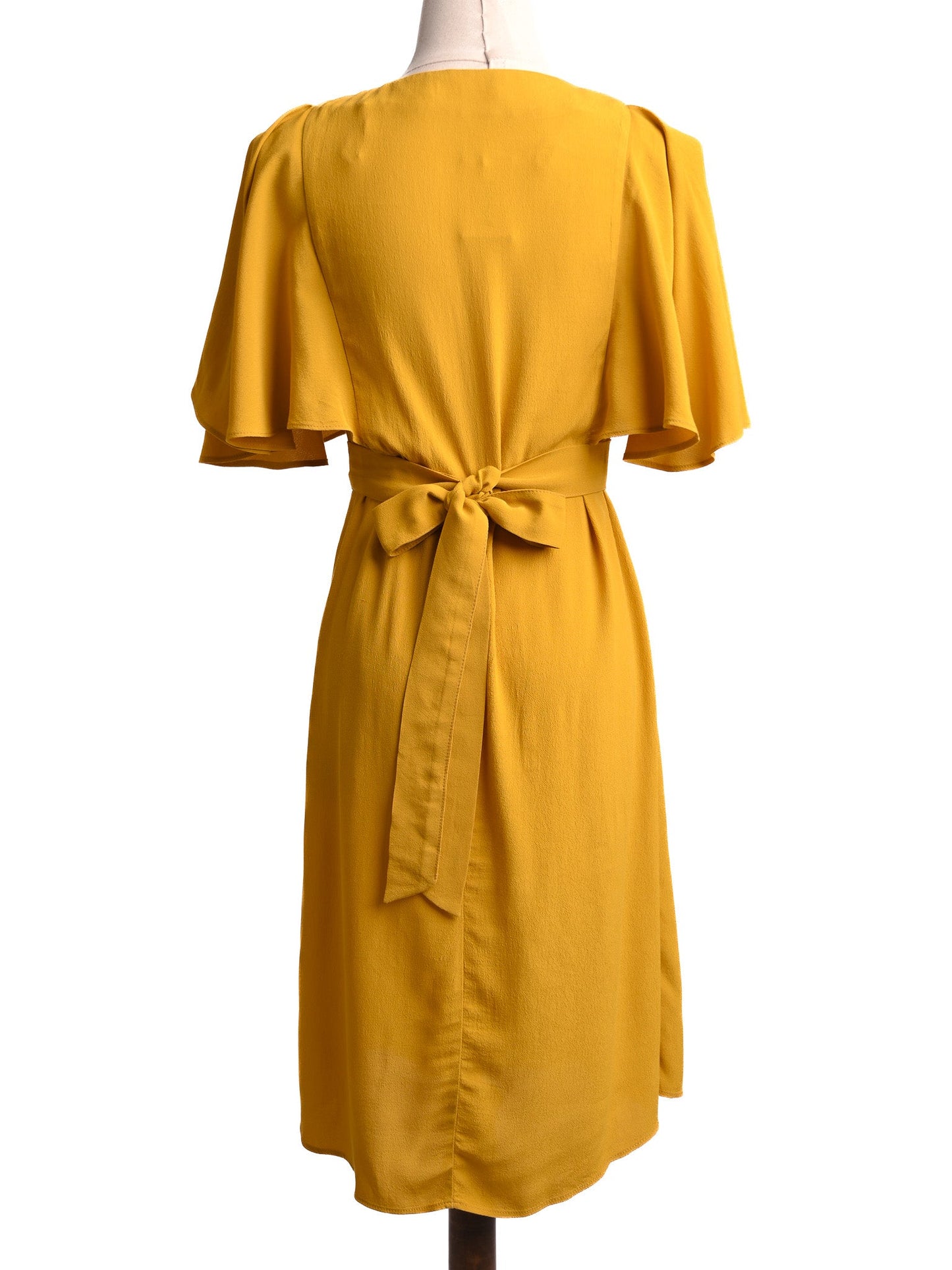 excellent naf naf yellow v-neck dress size xxs with tie detail