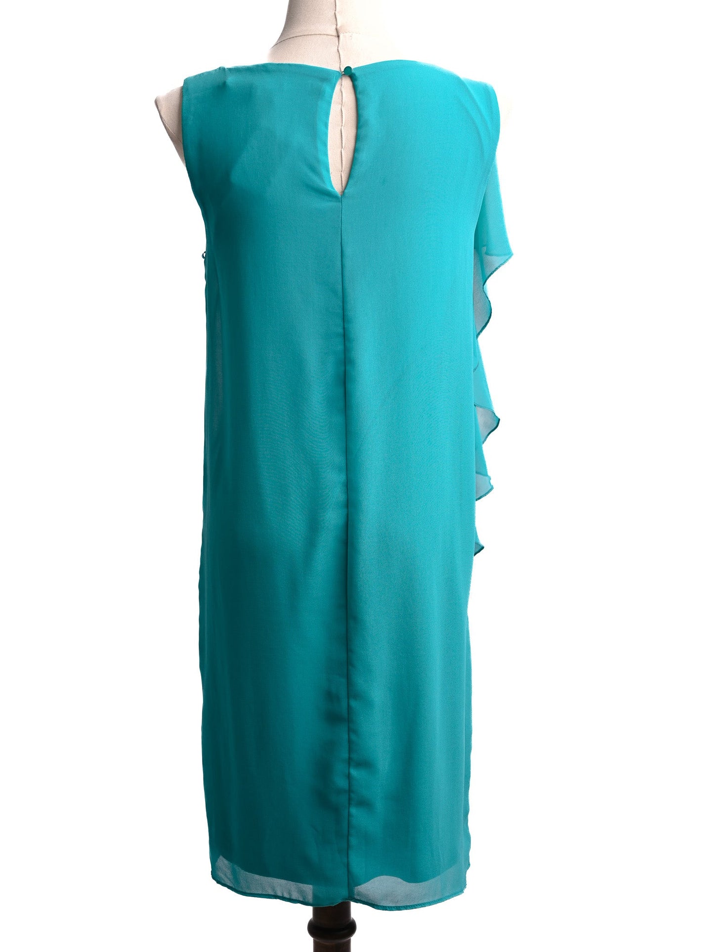 excellent naf naf turquoise ruffled sleeveless dress xxs women