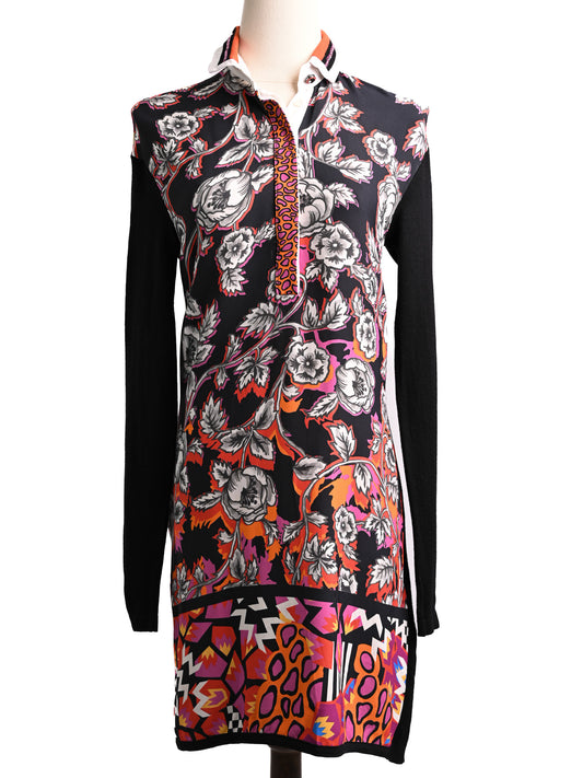 VDP Women's Long Sleeve Dress Excellent Condition Size S Black Floral