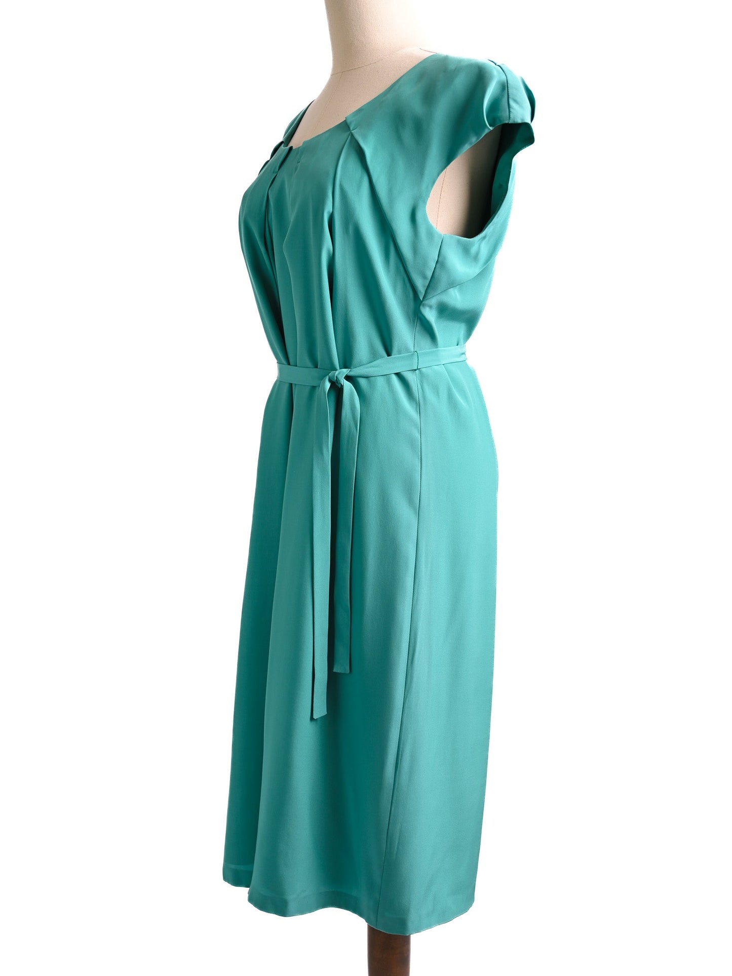 new cacharel laurel teal silk dress size s with belt