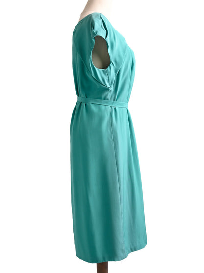 NEW Cacharel Laurel Teal Silk Dress Size S with Belt