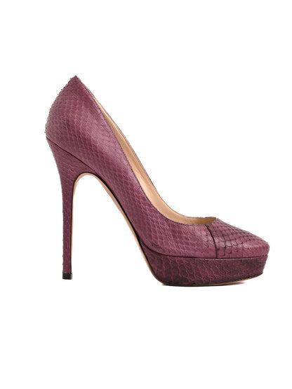 Average Condition Jimmy Choo Purple Leather High Heels Size 37