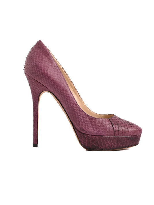 Average Condition Jimmy Choo Purple Leather High Heels Size 37