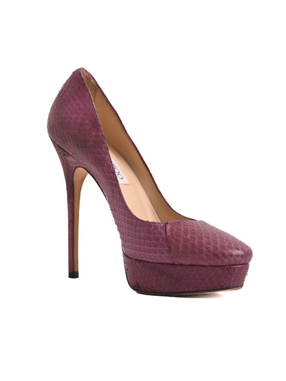 Average Condition Jimmy Choo Purple Leather High Heels Size 37