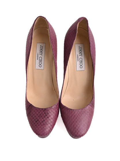 Average Condition Jimmy Choo Purple Leather High Heels Size 37