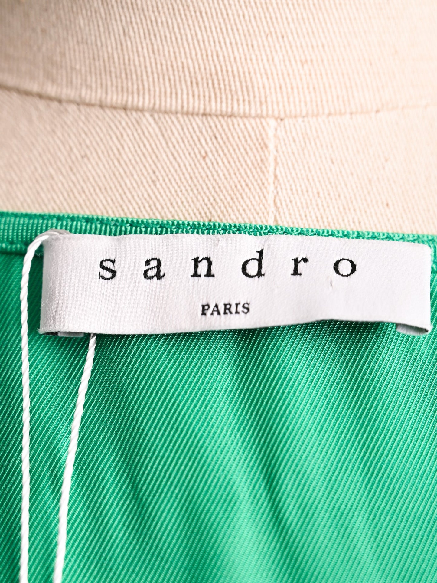 excellent sandro green blouse v-neck ruffled sleeves size l women