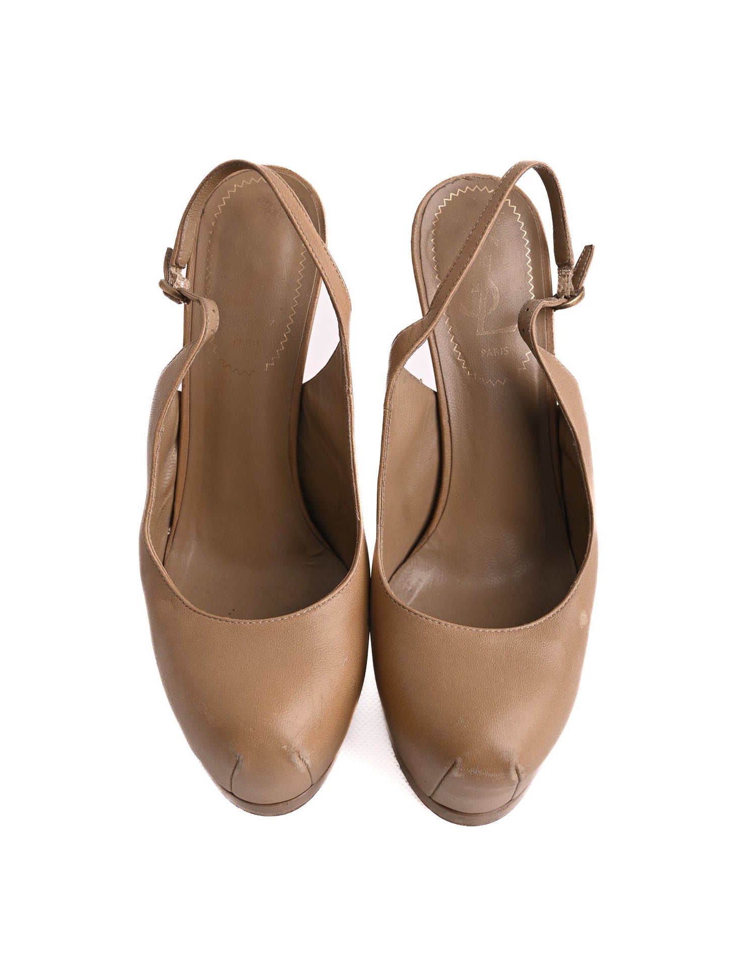 average yves saint laurent orange leather high-heeled slingback shoes size 35.5