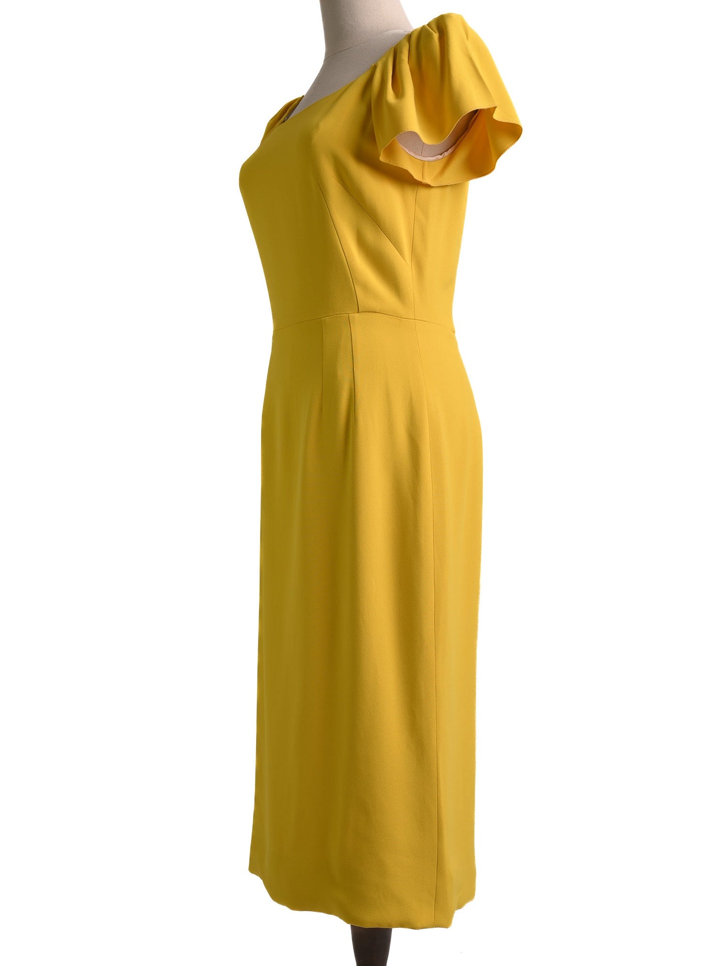 new dolce gabbana yellow viscose dress size l with ruffled sleeves