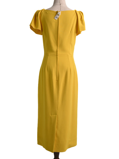 NEW Dolce Gabbana Yellow Viscose Dress Size L with Ruffled Sleeves