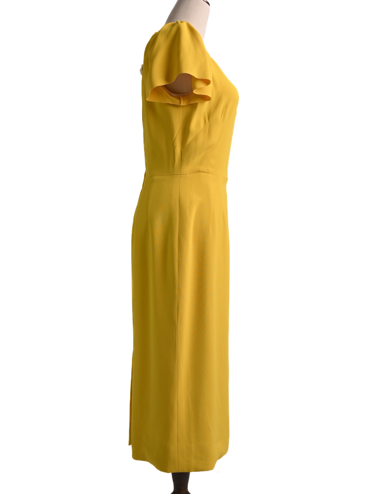 new dolce gabbana yellow viscose dress size l with ruffled sleeves