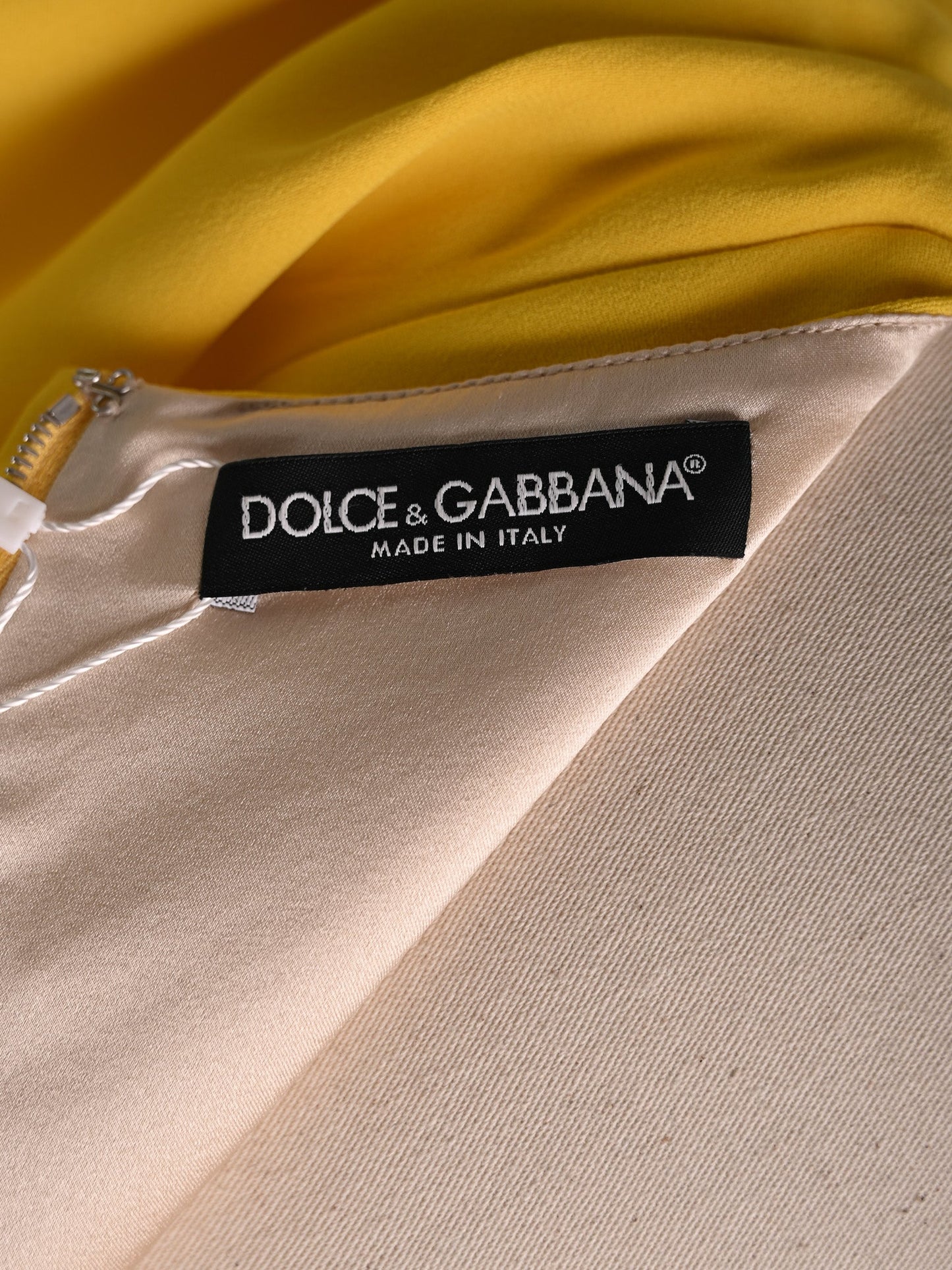 new dolce gabbana yellow viscose dress size l with ruffled sleeves