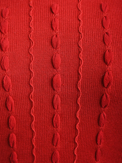 Excellent Kenzo Red Cable-Knit Wool Sweater Size L for Women