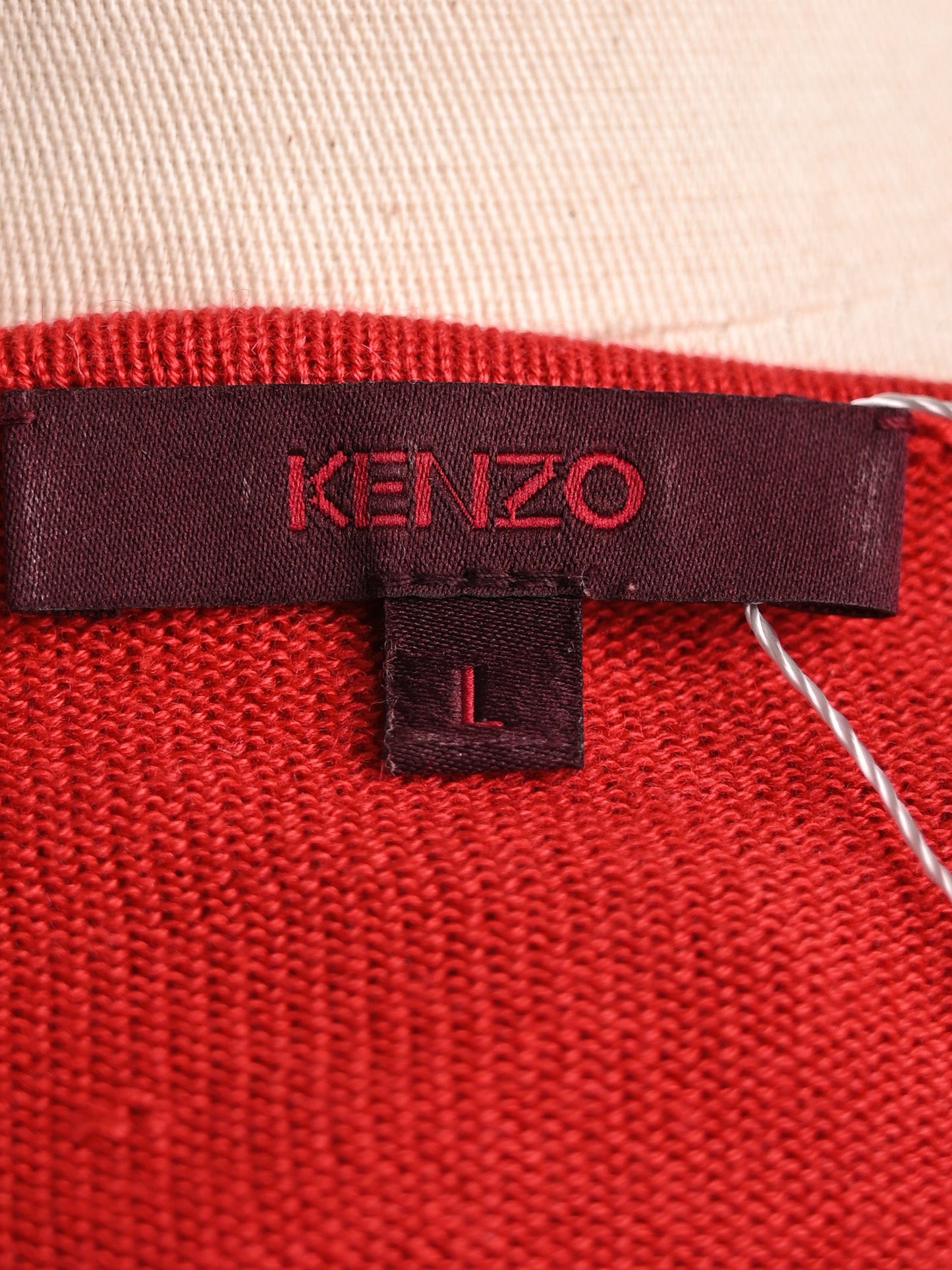 excellent kenzo red cable-knit wool sweater size l for women