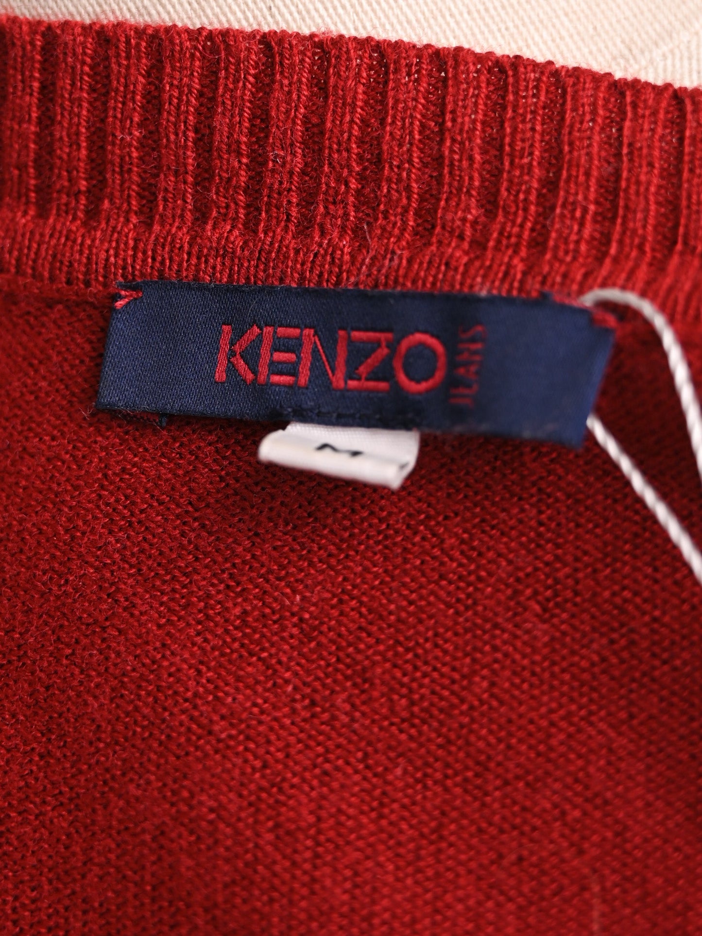 excellent kenzo red wool sweater with floral embroidery size m
