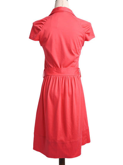 Excellent Pinko Red Cotton Dress L Size with Belt & Pleats