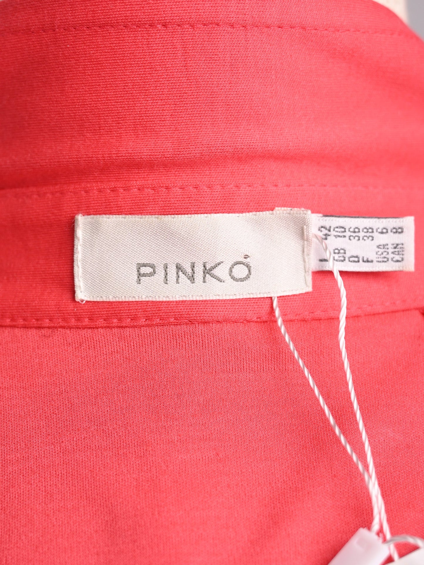 excellent pinko red cotton dress l size with belt & pleats