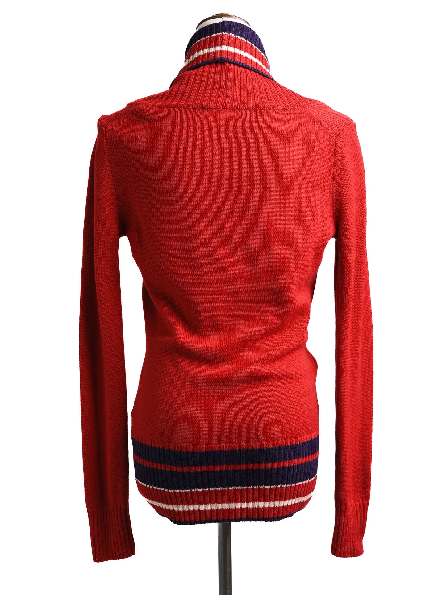 excellent iceberg red wool cardigan size s with striped details