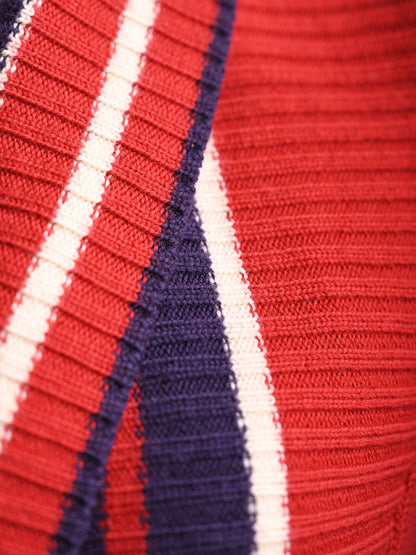 Excellent Iceberg Red Wool Cardigan Size S with Striped Details