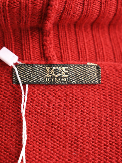 Excellent Iceberg Red Wool Cardigan Size S with Striped Details