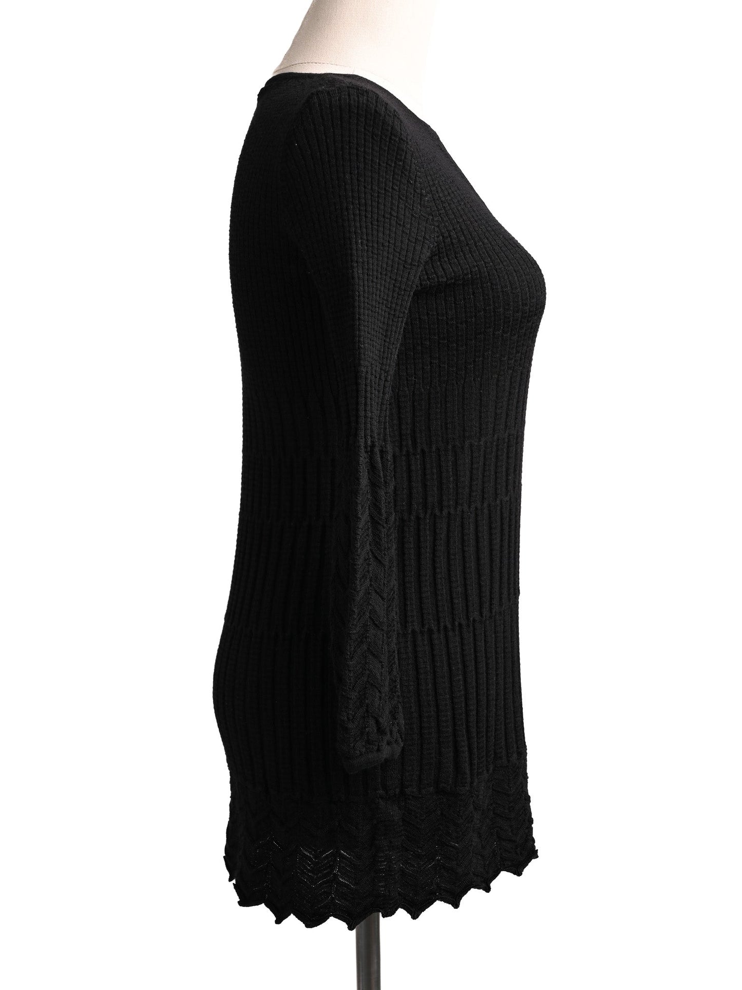 excellent missoni black wool ribbed sweater dress xxs v-neck