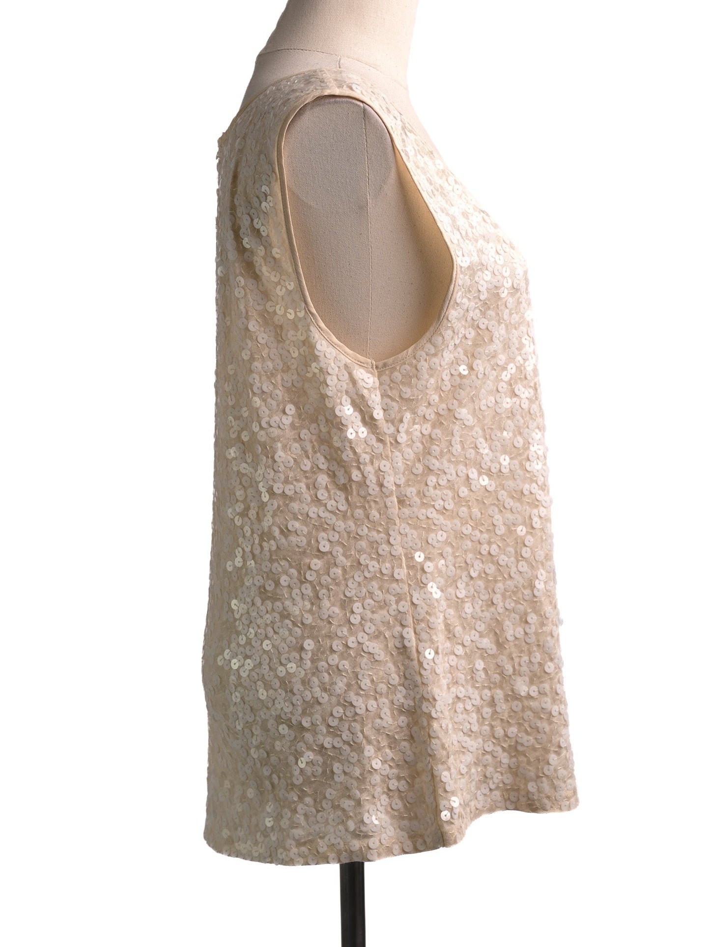 excellent j. crew white sequined sleeveless top size m
