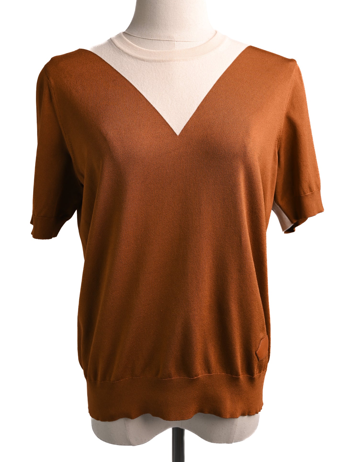 excellent louis vuitton women's orange silk short-sleeve top